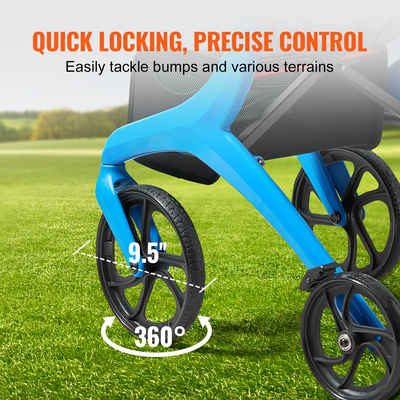 Πτυσσόμενος περιπατητής περιπάτου VEVOR για ηλικιωμένους και ενήλικες, ελαφρύς περιπατητής αλουμινίου με κάθισμα και ρυθμιζόμενη λαβή, 4-τροχός περιπατητής εξωτερικής κινητικότητας με ευρύχωρη τσάντα αποθήκευσης, χωρητικότητα 136 kg