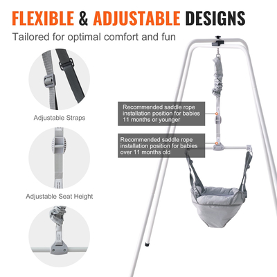 Βρεφικό βραχυκυκλωτήρα VEVOR με βάση, ρυθμιζόμενο ύψος, βραχυκυκλωτήρες για βρέφη 35 LBS Loading για νήπια για 6+ μήνες, Δώρο γυμναστικής για μωρά που αναδιπλώνονται γρήγορα σε εσωτερικούς/εξωτερικούς χώρους