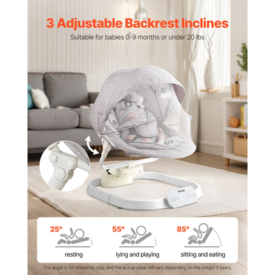 VEVOR Baby Swing για Βρέφη 3 Ταχύτητες 3 Θέσεις Καθισμάτων Τηλεχειριστήριο Bluetooth