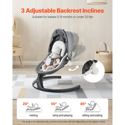 VEVOR Baby Swing για βρέφη 5 ταχυτήτων 3 θέσεων καθισμάτων Τηλεχειριστήριο Bluetooth