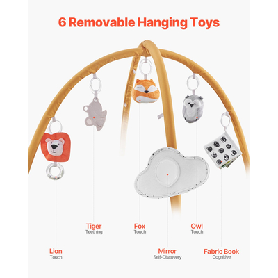 VEVOR Baby Play Gym Mat Tummy Time Activity Mat με 6 Sensory Toy 42,9" x 33,5