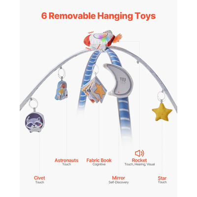 VEVOR Baby Play Gym Mat Tummy Time Activity Mat με 6 Sensory Toy 35,0" x 35,0