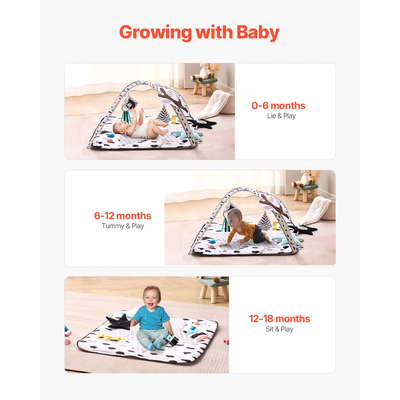 VEVOR Baby Play Gym Mat Tummy Time Activity Mat με 6 Sensory Toy 34,4" x 34,4