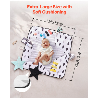 VEVOR Baby Play Gym Mat Tummy Time Activity Mat με 6 Sensory Toy 34,4" x 34,4