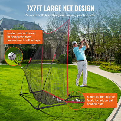 VEVOR Golf Practice Hitting Net, τεράστιο δίχτυ γκολφ 7,8x7ft, Προσωπική εμβέλεια οδήγησης για εσωτερική ή εξωτερική χρήση, φορητό οικιακό βοήθημα γκολφ με πλαίσιο και τσάντα μεταφοράς από συμπαγές υαλοβάμβακα, δώρο για άνδρες, λάτρης του γκολφ