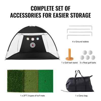 Δίχτυ γκολφ VEVOR, 10x7 πόδια όλα σε 1 δίχτυ εξάσκησης γκολφ, Εκπαίδευση αιώρησης γκολφ σε εσωτερικό εξωτερικό χώρο, δίχτυ βοήθειας χτυπήματος γκολφ με στόχο/τάπητα χλοοτάπητα/μπάλες/μπλουζάκι/τσάντα μεταφοράς, για τσιπ για οδήγηση στην αυλή, δώρο για άνδρες