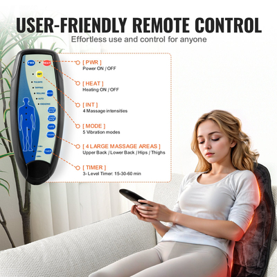 VEVOR μαξιλάρι καθίσματος μασάζ με θερμότητα 6 δόνησης μοτέρ καθίσματος μαξιλαράκι μασάζ 5 Λειτουργίες