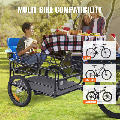 VEVOR Bike Cargo Trailer, χωρητικότητα 72,5 kg, βαρέως τύπου καρότσι ποδηλάτου, αναδιπλούμενη συμπαγής αποθήκευση & γρήγορη απελευθέρωση με γενικό κοτσαδόρο, τροχοί 40,6 cm, ασφαλείς ανακλαστήρες, χωράει σε τροχούς ποδηλάτου 558,8-711,2 mm
