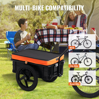 VEVOR Bike Cargo Trailer, χωρητικότητα φορτίου 88 lbs, βαρέως τύπου καρότσι ποδηλάτου, αναδιπλούμενος συμπαγής χώρος αποθήκευσης με γενικό κοτσαδόρο, αδιάβροχο κάλυμμα, τροχοί 16", ασφαλείς ανακλαστήρες, χωράει σε τροχούς ποδηλάτου 24"-28