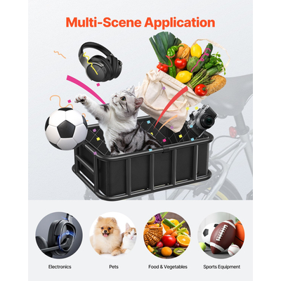 VEVOR Πίσω καλάθι ποδηλάτου Μεσαίο δίχτυ φορτίου καλαθιού ποδηλάτου, αδιάβροχο κάλυμμα