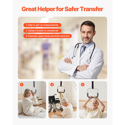 Τραπεζοειδής Μπάρα VEVOR για Κινητικότητα Κρεβατιού, Χωρητικότητα 250 LBS, Ελεύθερη Τραπεζοειδής Μπάρα