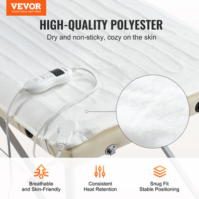 Θέρμανση τραπεζιού μασάζ VEVOR Θερμοκρασία κρεβατιού μασάζ με χρονοδιακόπτη & 8 ρυθμίσεις θερμότητας