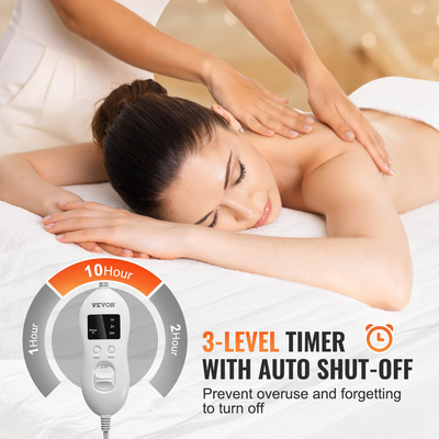 Θέρμανση τραπεζιού μασάζ VEVOR Θερμοκρασία κρεβατιού μασάζ με χρονοδιακόπτη & 8 ρυθμίσεις θερμότητας