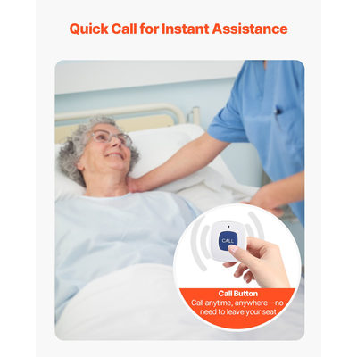 Σύστημα συναγερμού κρεβατιού VEVOR Early Alert Ασύρματο μαξιλάρι αισθητήρα κρεβατιού και κουμπί κλήσης