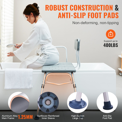 VEVOR Μπανιέρα Μεταφοράς Πάγκος Μπανιέρα Καθίσματα ντους με αναστρέψιμη πλάτη 400 λίβρες