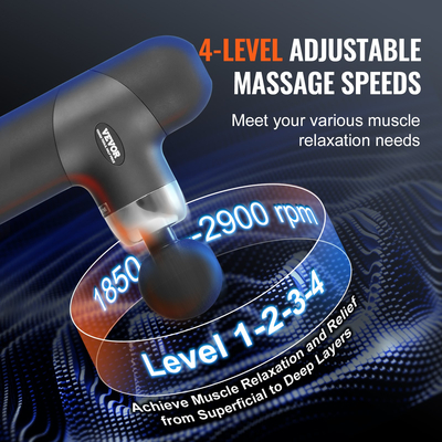 VEVOR Mini Massage Gun Deep Tissue Percussion Muscle Massager 4 ταχύτητες 4 κεφαλές