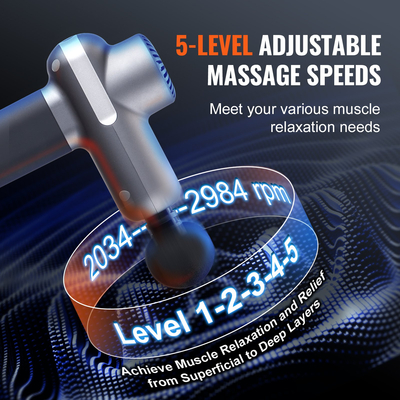 VEVOR Πιστόλι μασάζ Deep Tissue Percussion Muscle Massager με 5 ταχύτητες 6 κεφαλές
