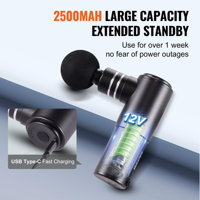 VEVOR Πιστόλι μασάζ Deep Tissue Percussion Muscle Massager με 4 ταχύτητες 4 κεφαλές