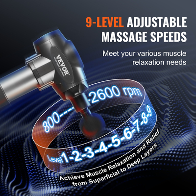 VEVOR Πιστόλι μασάζ Deep Tissue Percussion Muscle Massager με 9 ταχύτητες 6 κεφαλές