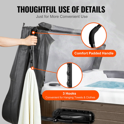 VEVOR Hot Tub Cover Lift, Spa Cover Lift, Ύψος 800 - 1050 mm Πλάτος 1750-2550 mm Ρυθμιζόμενο, Εγκατεστημένο και στις δύο πλευρές στο επάνω μέρος, Κατάλληλο για διάφορα μεγέθη ορθογώνιων μπανιέρων, υδρομασάζ, σπα
