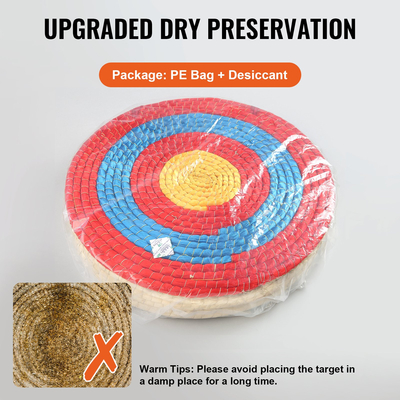 VEVOR Archery Target, 5 Layers 20" Arrow Target, Traditional Solid Straw Στρογγυλό τόξο σκοποβολής στόχου τοξοβολίας, Χειροποίητος στόχος βέλους, χρωματιστός στόχος σχοινιού για εξάσκηση σκοποβολής για κυνήγι στην πίσω αυλή