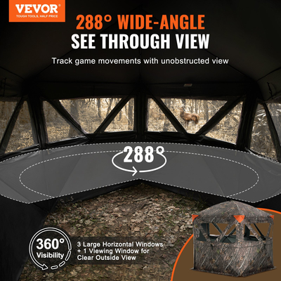VEVOR Hunting Blind 288° See Through Ground Blind 4 Windows Mesh για 6-7 άτομα