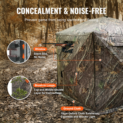 VEVOR Hunting Blind 288° See Through Ground Blind 4 Windows Mesh για 6-7 άτομα