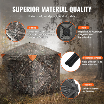 VEVOR Hunting Blind 288° See Through Ground Blind 4 Windows Mesh για 6-7 άτομα