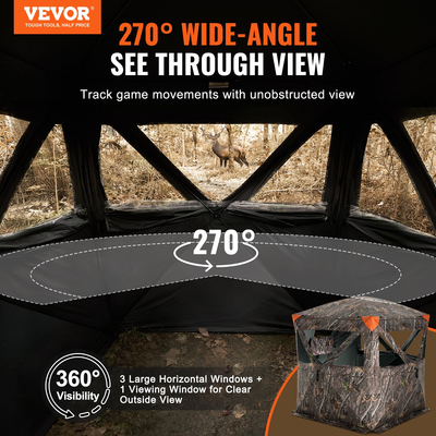 VEVOR Hunting Blind 270° See Through Ground Blind 3 Windows Mesh για 2-3 άτομα