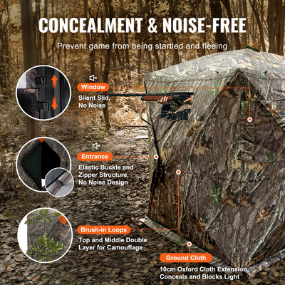VEVOR Hunting Blind 270° See Through Ground Blind 3 Windows Mesh για 2-3 άτομα