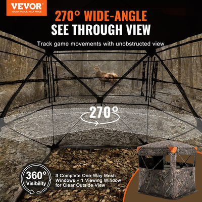 VEVOR Hunting Blind 270° See Through Ground Blind One-Way Mesh για 1-2 άτομα