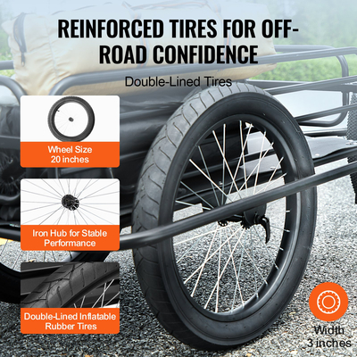 VEVOR Bike Cargo Trailer, χωρητικότητα 275 lbs, βαρέως τύπου καρότσι ποδηλάτου, αναδιπλούμενος συμπαγής χώρος αποθήκευσης & γρήγορη απελευθέρωση με γενικό κοτσαδόρο, τροχοί 20", ταιριάζει στους περισσότερους τροχούς ποδηλάτου, πλαίσιο από ανθρακούχο χάλυβα