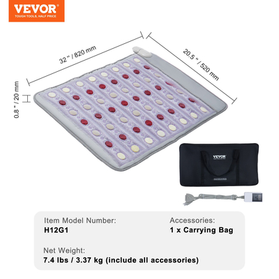 Επιφάνεια θέρμανσης VEVOR Υπέρυθρη Θέρμανση Jade & Tourmaline Stones 103 - 159℉