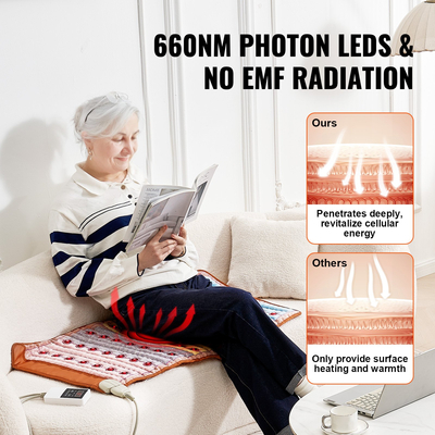 VEVOR Far Infrared Heating Pad 5 Natural Crystal Gemstones Heating Mat 40" x 20