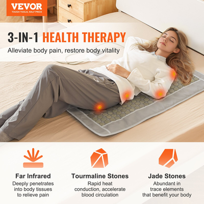 Θέρμανση VEVOR Far Infrared Heating Pad 132 Natural Jade 54 Tourmaline Stone Heating Pad