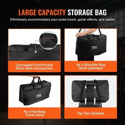 Πεντάλ κιθάρας VEVOR, 20&#039;&#039; x 11&#039;&#039;, κράμα αλουμινίου 2,64 λίβρες Super Light Folding Guitar Effects Pedalboard, με τσάντα μεταφοράς Velcro Fixed Strap Shoulder Strap Rolling Strap, για 10-12 πεντάλ κιθάρας