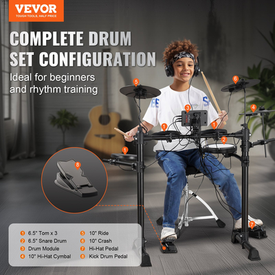 VEVOR Electric Drum Set Electronic Drum Kit 150 Sounds για αρχάριους και ενήλικες