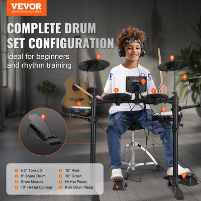VEVOR Electric Drum Set Electronic Drum Kit 150 Sounds για αρχάριους και ενήλικες