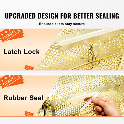 VEVOR Raffle Drum, 16,1 x Ø12 ιντσών Brass Plated Ticket Raffle Spinning Cage, Χωράει 5000 εισιτήρια ή 200 μπάλες πινγκ πονγκ, μεταλλικό σχέδιο λοταρίας με ξύλινη περιστροφική λαβή, για μέρος ψηφοδελτίων Bingo