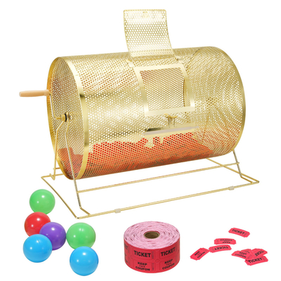 VEVOR Raffle Drum, 14,8 x Ø21,26 ιντσών με ορειχάλκινο επιμεταλλωμένο κλωβό λοταρίας, για ψηφοδέλτιο Bingo