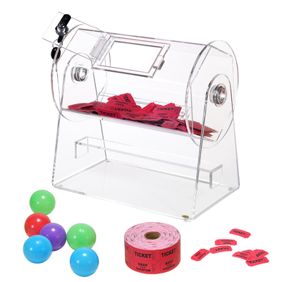 VEVOR Acrylic Raffle Drum, Χωράει 2500 εισιτήρια ή 100 μπάλες λοταρίας, επαγγελματικό κλωβό λοταρίας με 2 κλειδιά, διαφανές σχέδιο λοταρίας, κουτί λαχείων για παιχνίδια λοταρίας Bingo