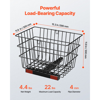 VEVOR Scooter Rear Basket Καλάθι βαρέως τύπου Mobility with Handle 1 in Receiver