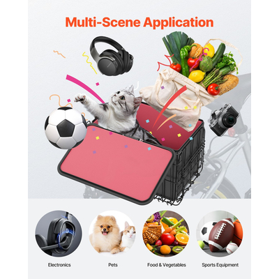 VEVOR Πίσω Καλάθι Ποδηλάτου Πτυσσόμενο Καλάθι Ποδηλάτου Δίχτυ Φορτίου Αδιάβροχο κάλυμμα