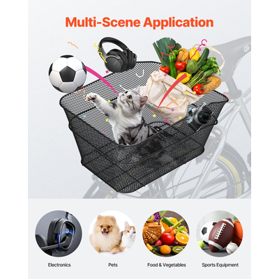 Πίσω καλάθι ποδηλάτου VEVOR Καλάθι ποδηλάτου από συρμάτινο πλέγμα με αδιάβροχο κάλυμμα από δίχτυ φορτίου