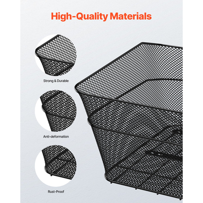 Πίσω καλάθι ποδηλάτου VEVOR Καλάθι ποδηλάτου από συρμάτινο πλέγμα με αδιάβροχο κάλυμμα από δίχτυ φορτίου