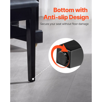 VEVOR Πληκτρολόγιο πιάνου Πάγκος αποθήκευσης με επένδυση Ξύλινο σκαμπό βιβλιοθήκης νεσεσέρ