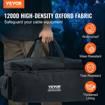 Τσάντα VEVOR DJ Cable File Bag, 1200D Oxford Fabric, DJ Gig Bag με 9 αποσπώμενο διαχωριστικό 4,92 ft Επενδυμένο ιμάντα ώμου Πλαστικό κάτω μέρος, 23,6 x 11,8 x 12,7 σε DJ Wire bag για DJ Gear Musical Accessories