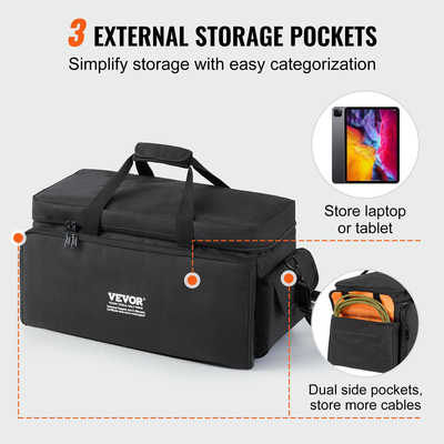Τσάντα VEVOR DJ Cable File Bag, 1200D Oxford Fabric, DJ Gig Bag με 9 αποσπώμενο διαχωριστικό 4,92 ft Επενδυμένο ιμάντα ώμου Πλαστικό κάτω μέρος, 23,6 x 11,8 x 12,7 σε DJ Wire bag για DJ Gear Musical Accessories