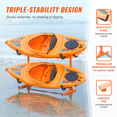 Βάση αποθήκευσης για καγιάκ VEVOR, Βάση καγιάκ για 4 σανίδες κανόε καγιάκ, βαρέως τύπου ατσάλινο στήριγμα κρεμάστρας καγιάκ με ενισχυμένους βραχίονες και ρυθμιζόμενο πλάτος, μέγιστο φορτίο 220 LBS, για εσωτερικό εξωτερικό γκαράζ