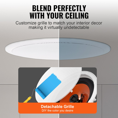 VEVOR 4PCs 8 in ηχεία οροφής 100W χωνευτή βάση οροφής & ηχεία στον τοίχο